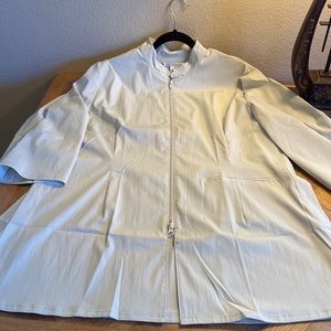 Longer zip up spa uniform, or summer topper, in pale sage